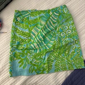 Lilly Pulitzer Turquoise and Lime Green Printed Mini Skirt
